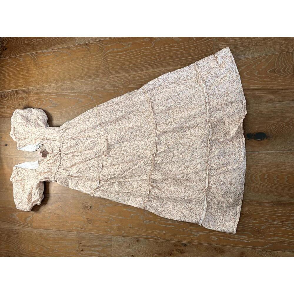 Show Me Your MuMu Cream Floral Puff Sleeve Maxi Dress 100%Cotton US Small - Picture 1 of 8